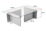 Couchtisch Grau Melamin Glas Opal 105x65x30 cm 