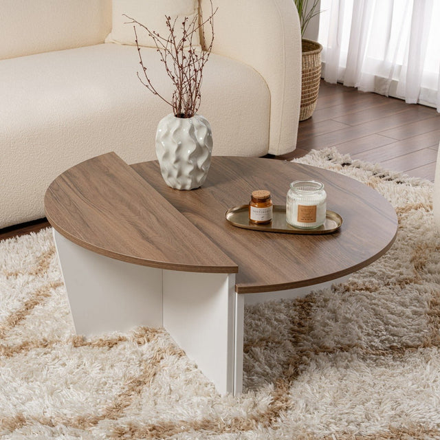 Walnuss Weiß Couchtisch 90x60 cm Orion – Dimehouse