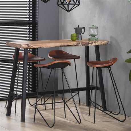 Barhocker Bruce aus braunem Leder – 67 cm – ohne Rückenlehne