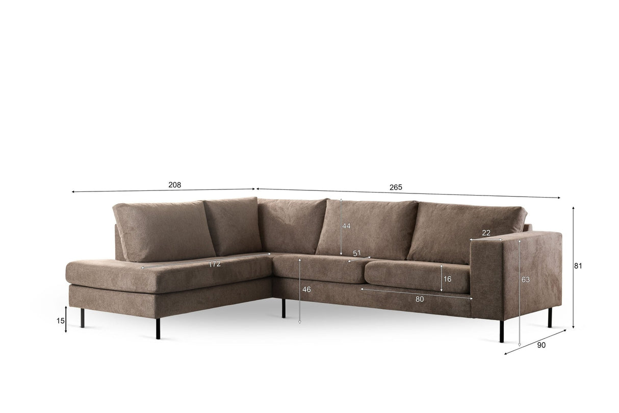 3-Sitzer Ecksofa Espen Stoff taupe links