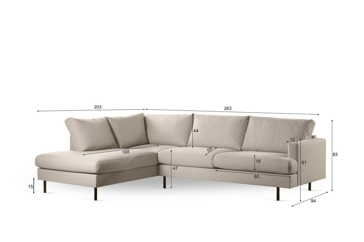 3-Sitzer Ecksofa Romi Stoff beige links