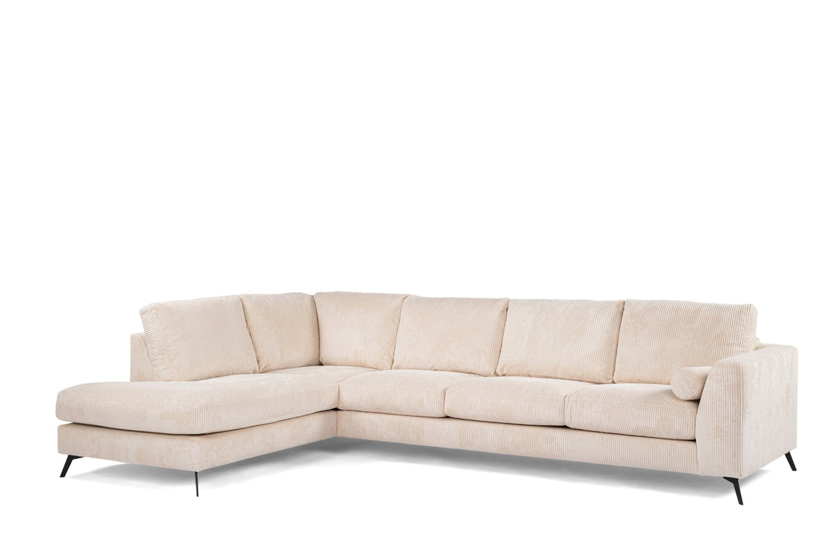 4-Sitzer-Ecksofa Lova, gerippter Stoff in Beige