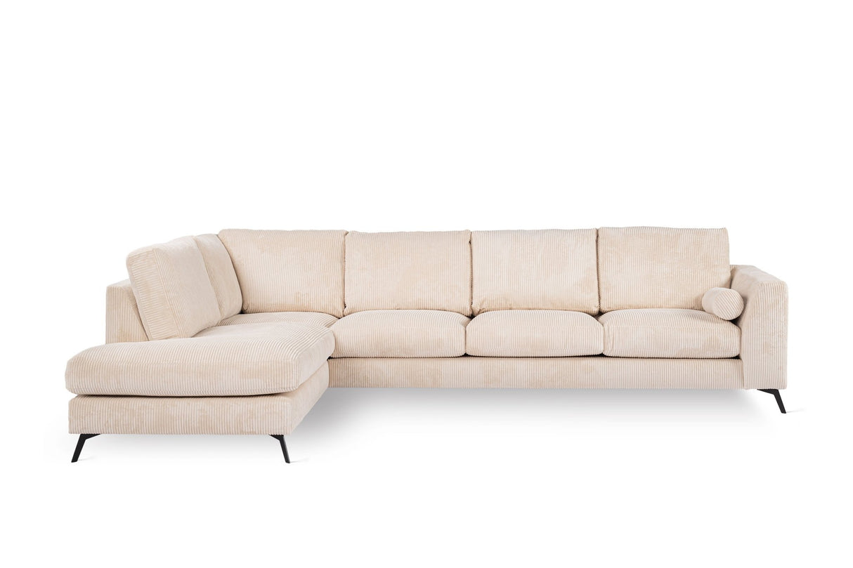 4-Sitzer-Ecksofa Lova, gerippter Stoff in Beige