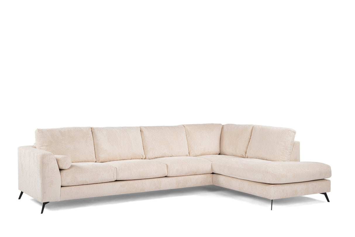 4-Sitzer-Ecksofa Lova, gerippter Stoff in Beige