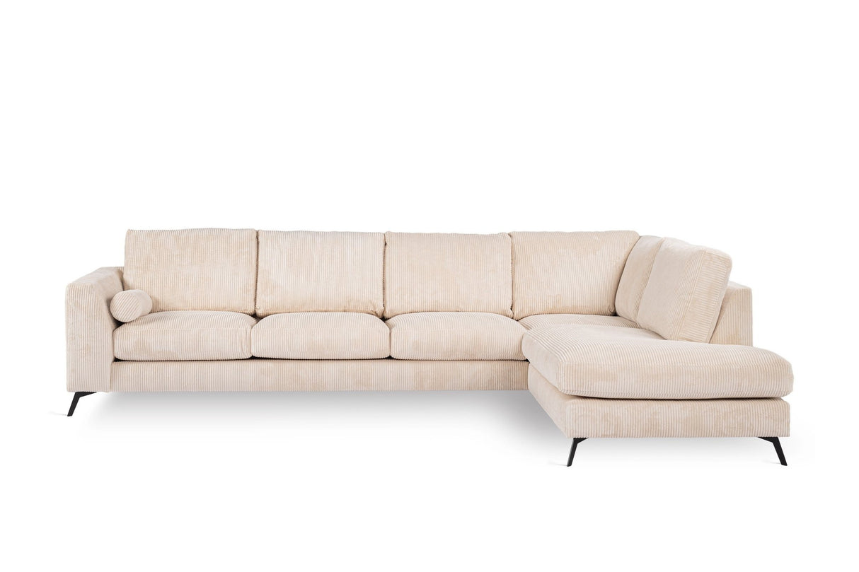 4-Sitzer-Ecksofa Lova, gerippter Stoff in Beige