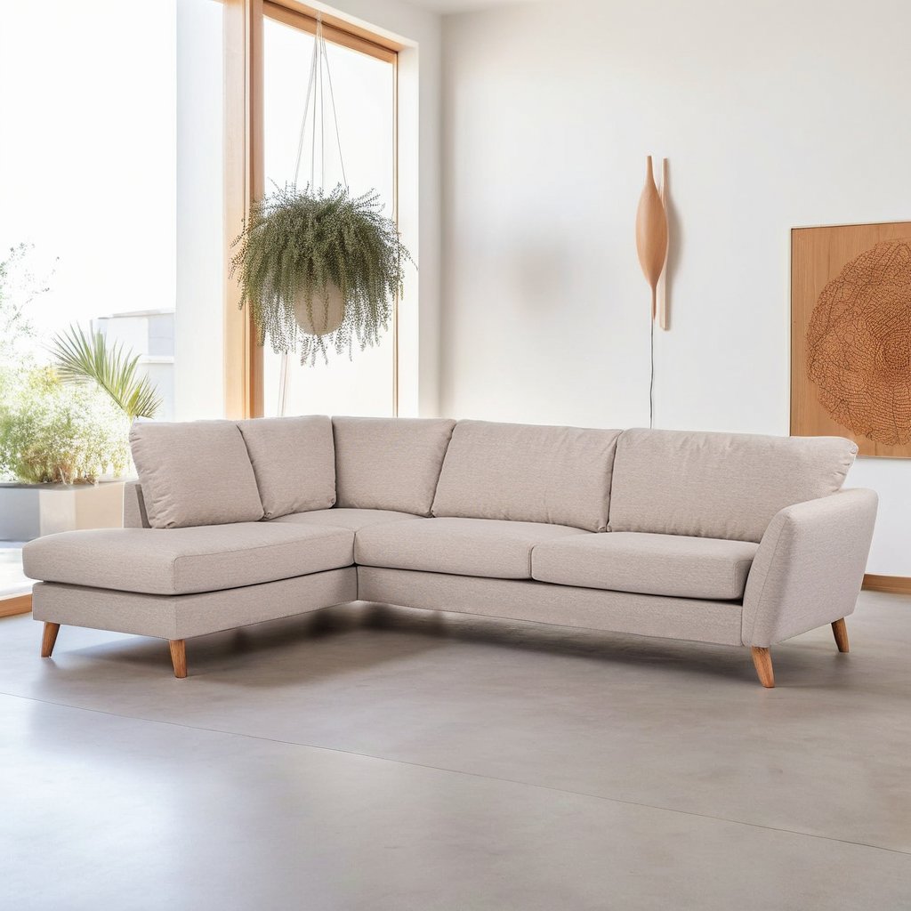 3-Sitzer-Ecksofa Asher Beige