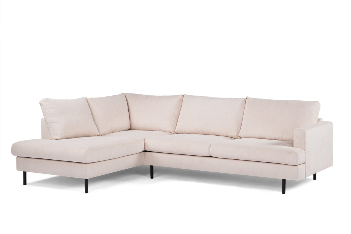 3-Sitzer-Ecksofa Chiara, gerippter Stoff in Beige