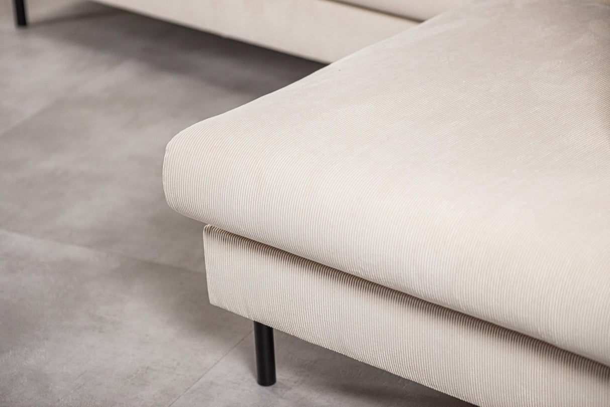 3-Sitzer-Ecksofa Chiara, gerippter Stoff in Beige