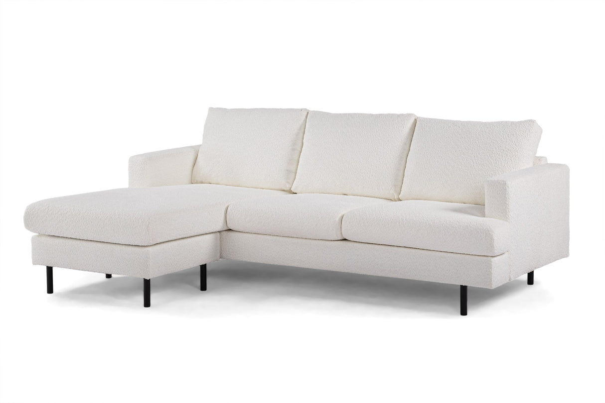 3-Sitzer-Ecksofa Chaiselongue Giselle Bouclé weiß