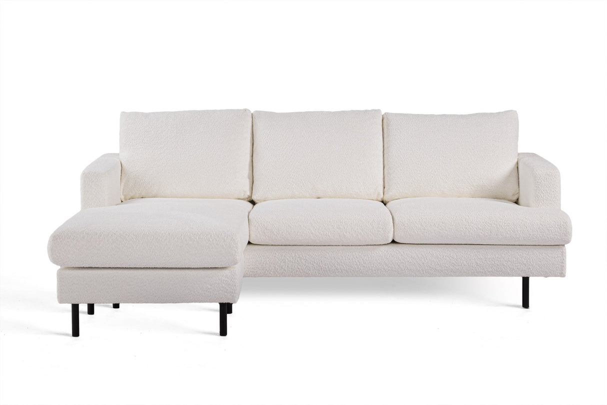 3-Sitzer-Ecksofa Chaiselongue Giselle Bouclé weiß