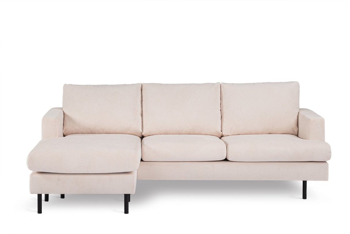 3-Sitzer-Ecksofa Chaiselongue Gioia Cord Beige