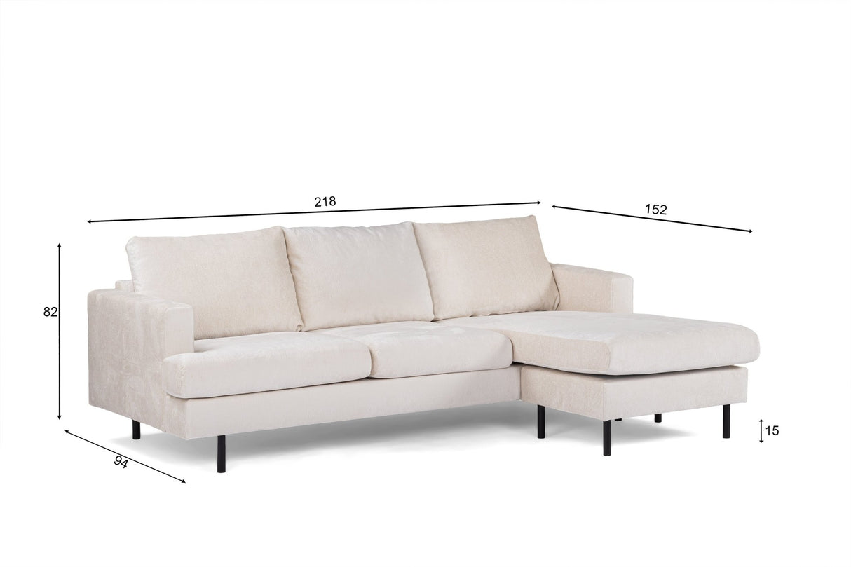 3-Sitzer-Ecksofa Chaiselongue Loren Cord Beige