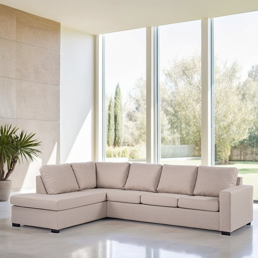 4-Sitzer-Ecksofa Vita Stoff beige