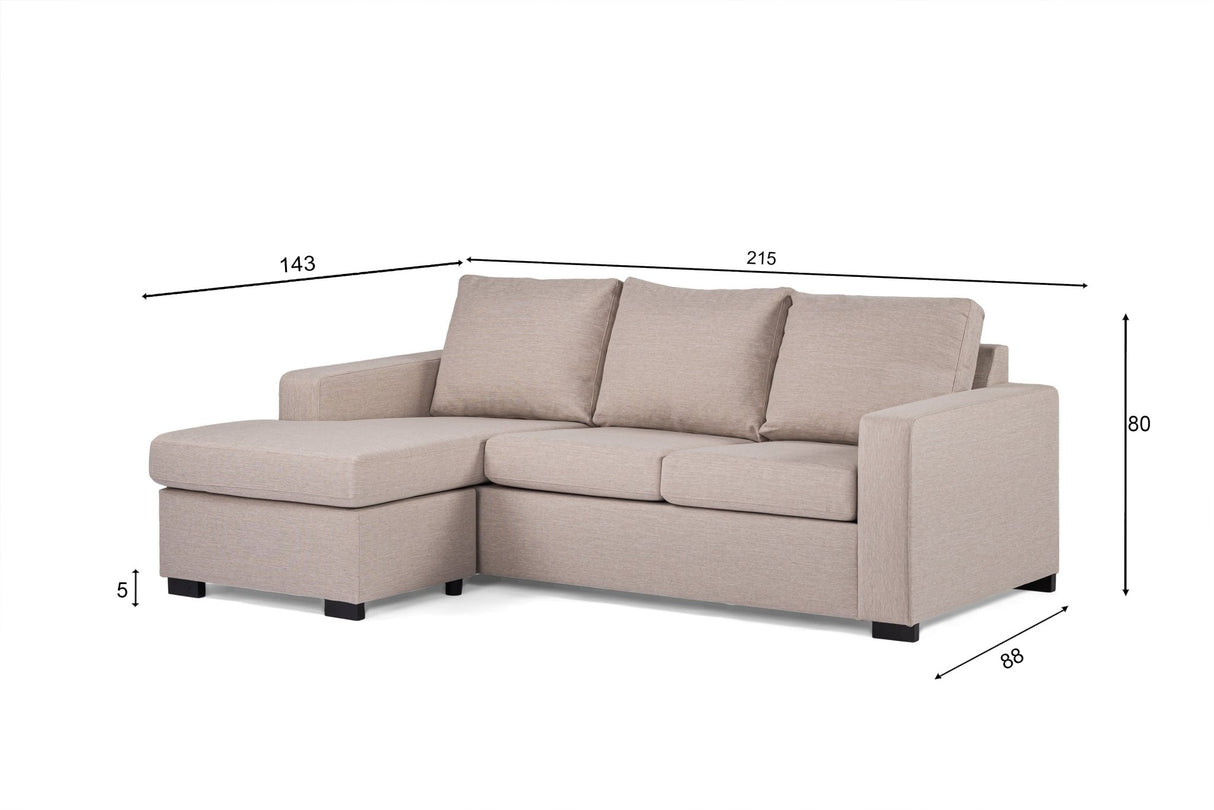 3-Sitzer-Ecksofa Chaiselongue Lima beige