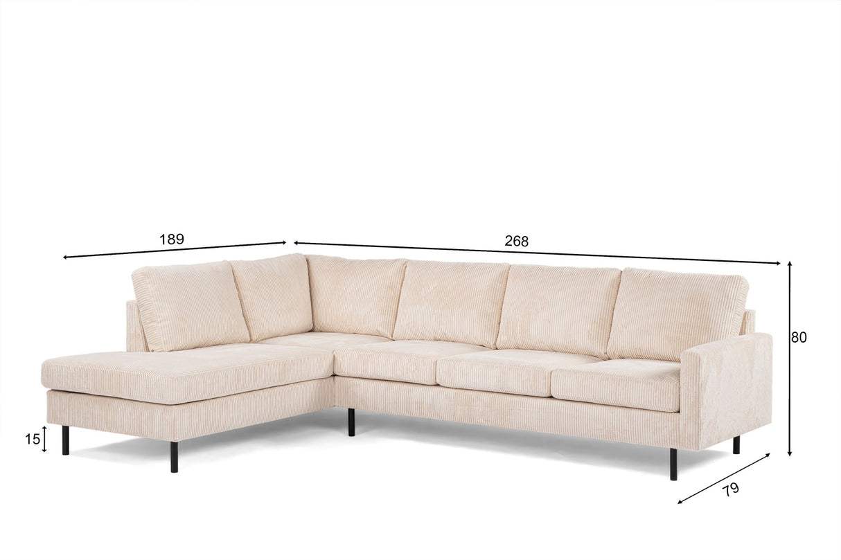 4-Sitzer Ecksofa Pablo gerippt beige