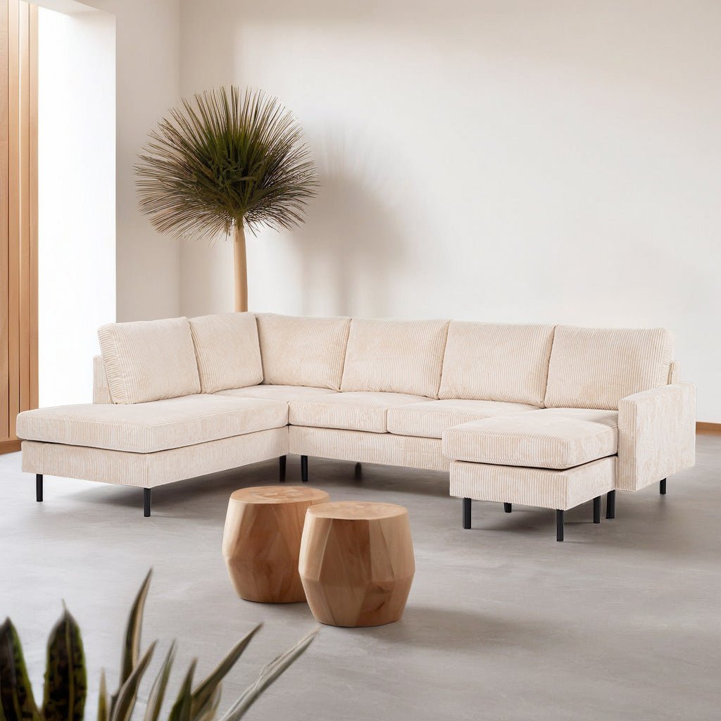 U-Sofa Pablo gerippt beige