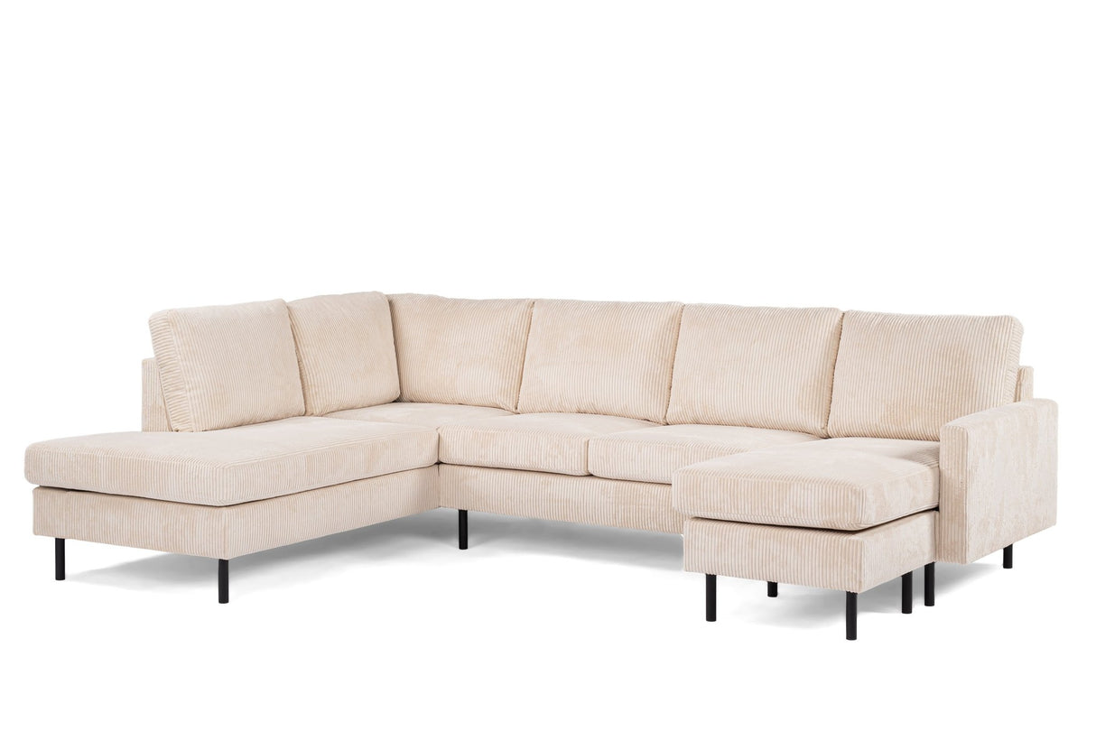 U-Sofa Pablo gerippt beige