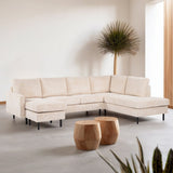 U-Sofa Pablo gerippt beige