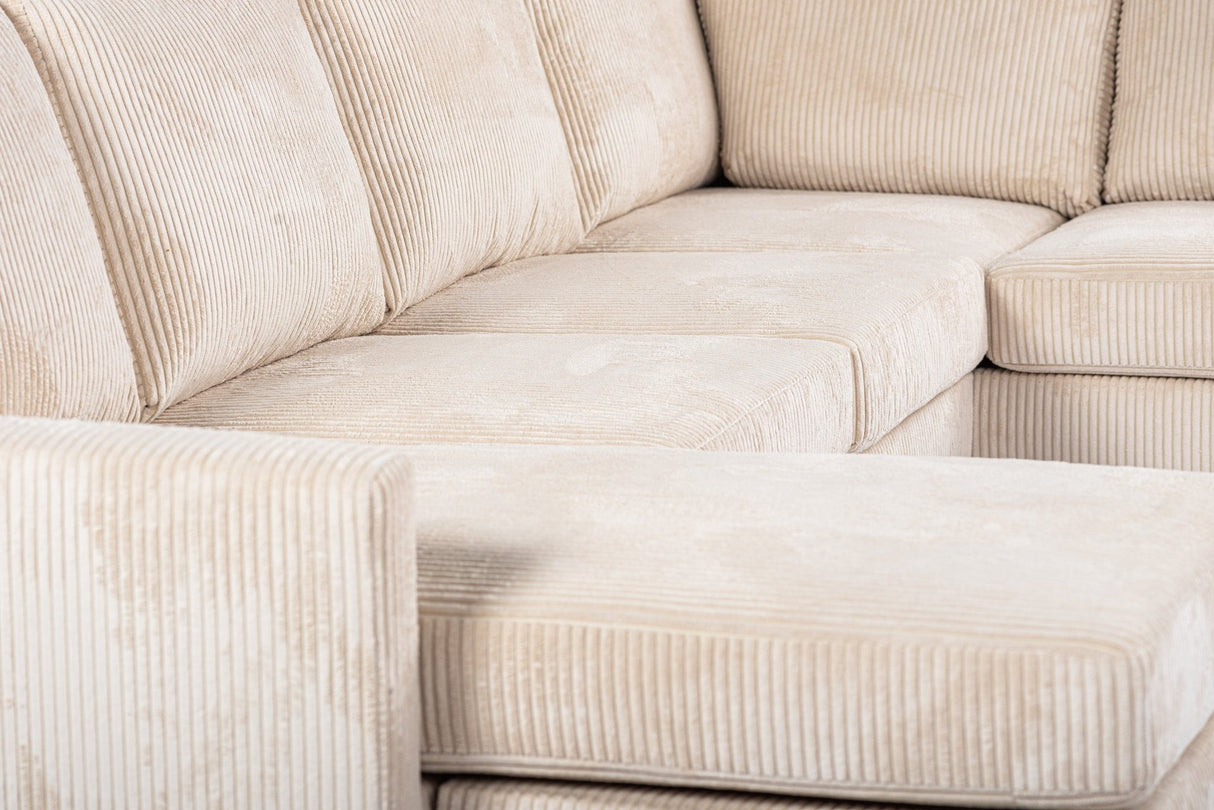 U-Sofa Pablo gerippt beige