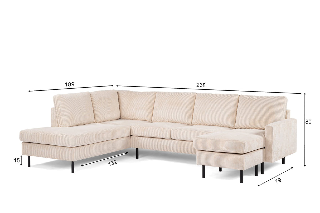 U-Sofa Pablo gerippt beige