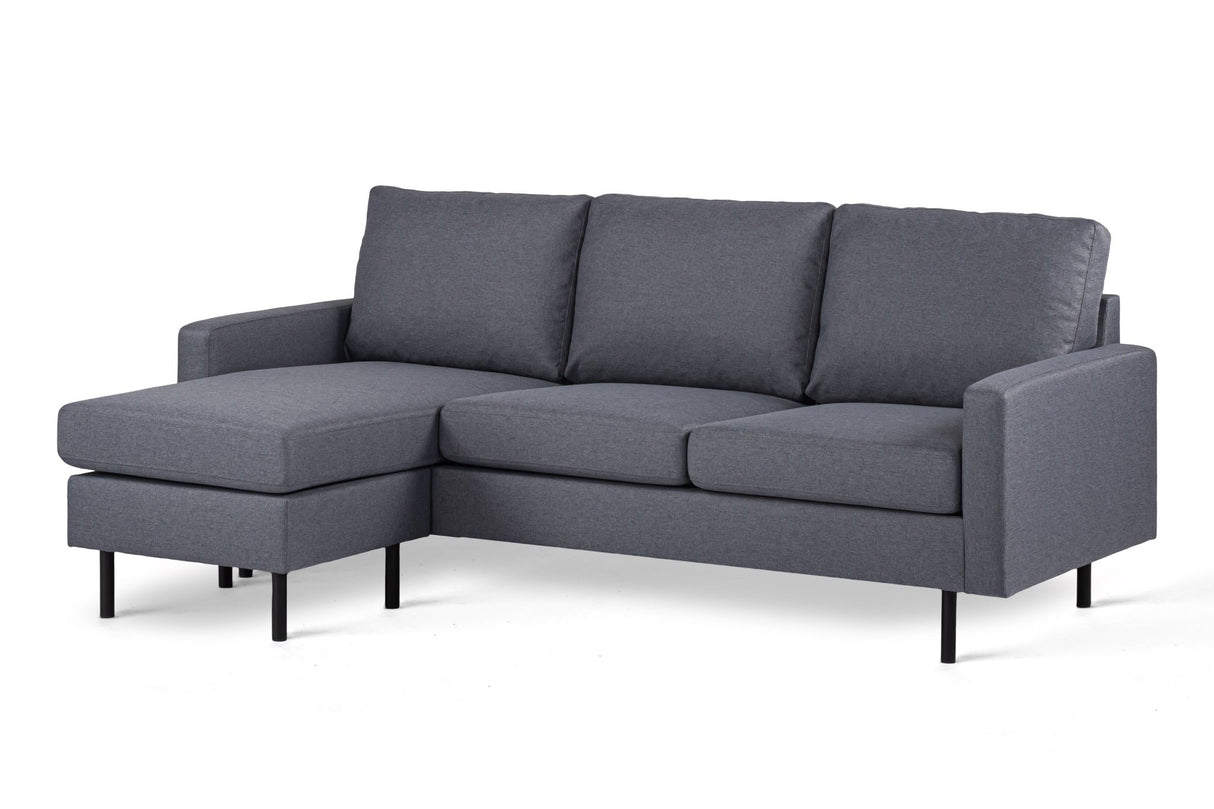 3-Sitzer-Ecksofa chaise longue Riven Dunkelgrau