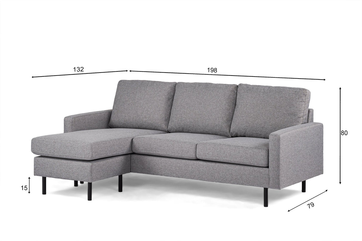 3-Sitzer-Ecksofa chaise longue Miller Grau