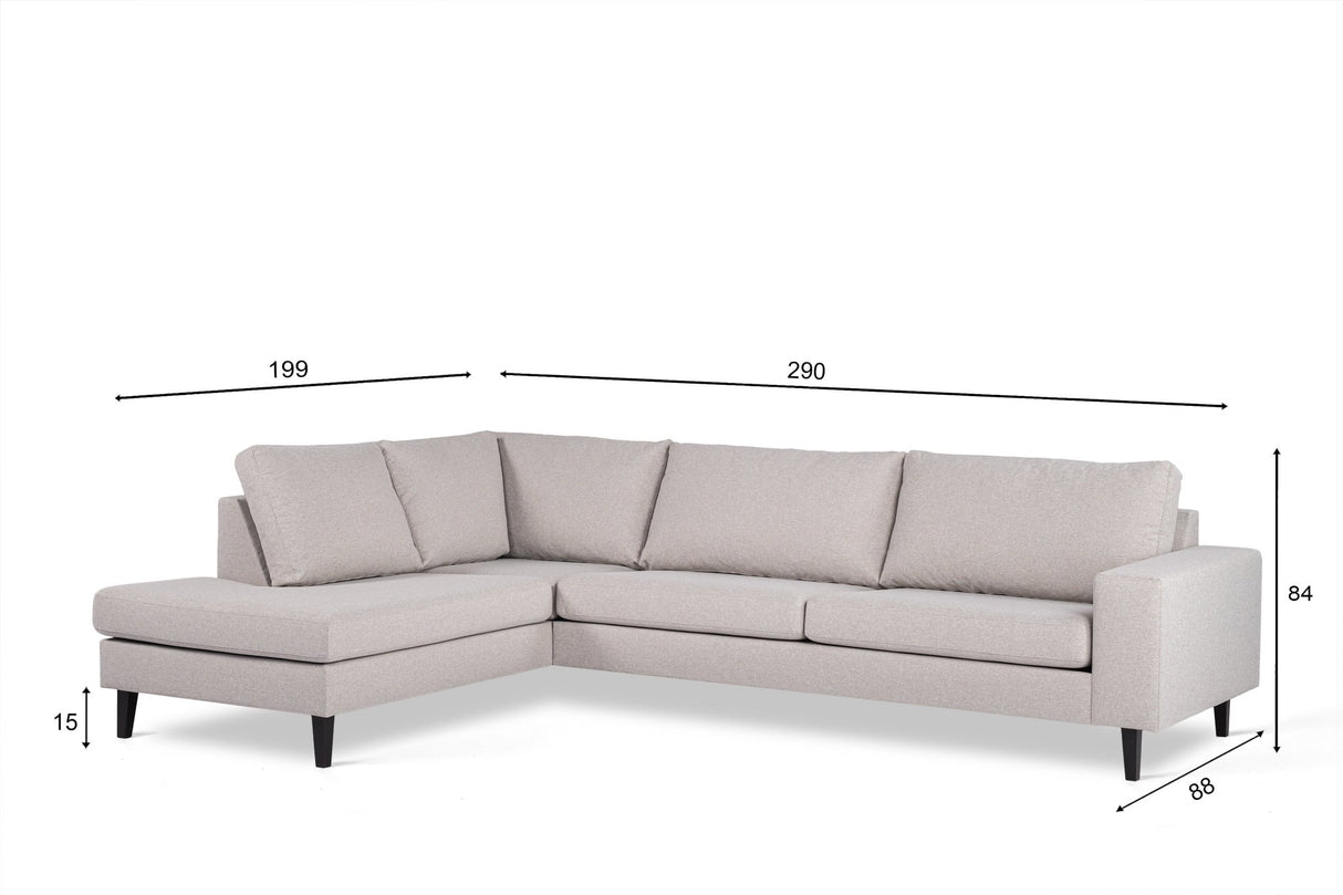 3-Sitzer-Ecksofa Archie Stoff grau