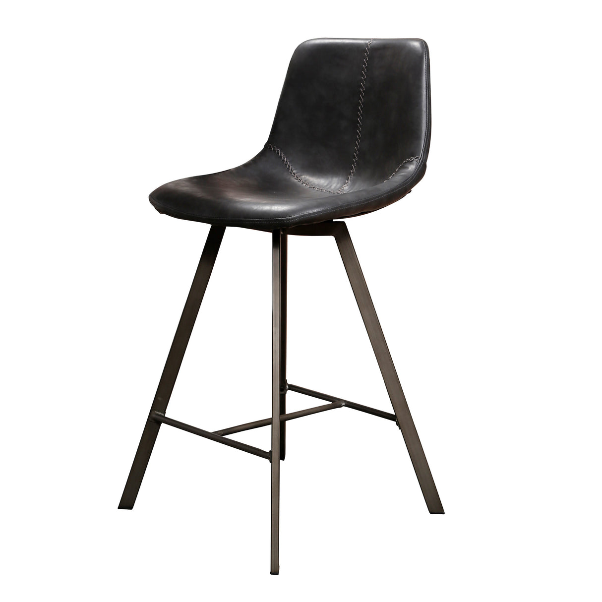 Set von 4 Barhockern Siena Saddle PU schwarz 