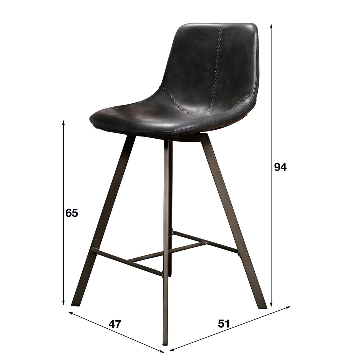 Set von 4 Barhockern Siena Saddle PU schwarz 