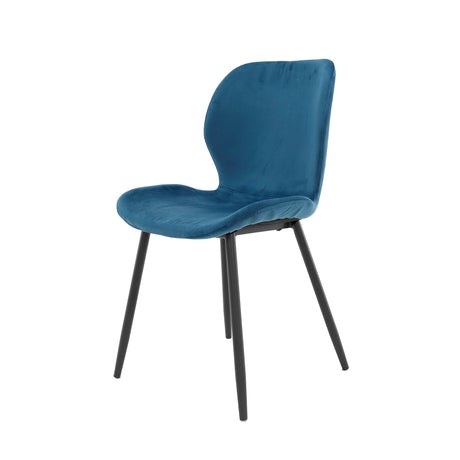 Chique Eetkamerstoel Argo Velvet Blauw - Zonder Armleuningen