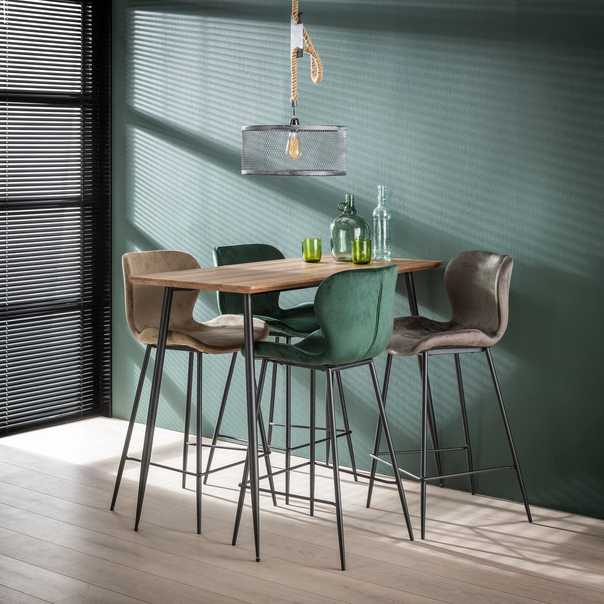 Set von 4 Barhockern Argo Velours anthrazit 