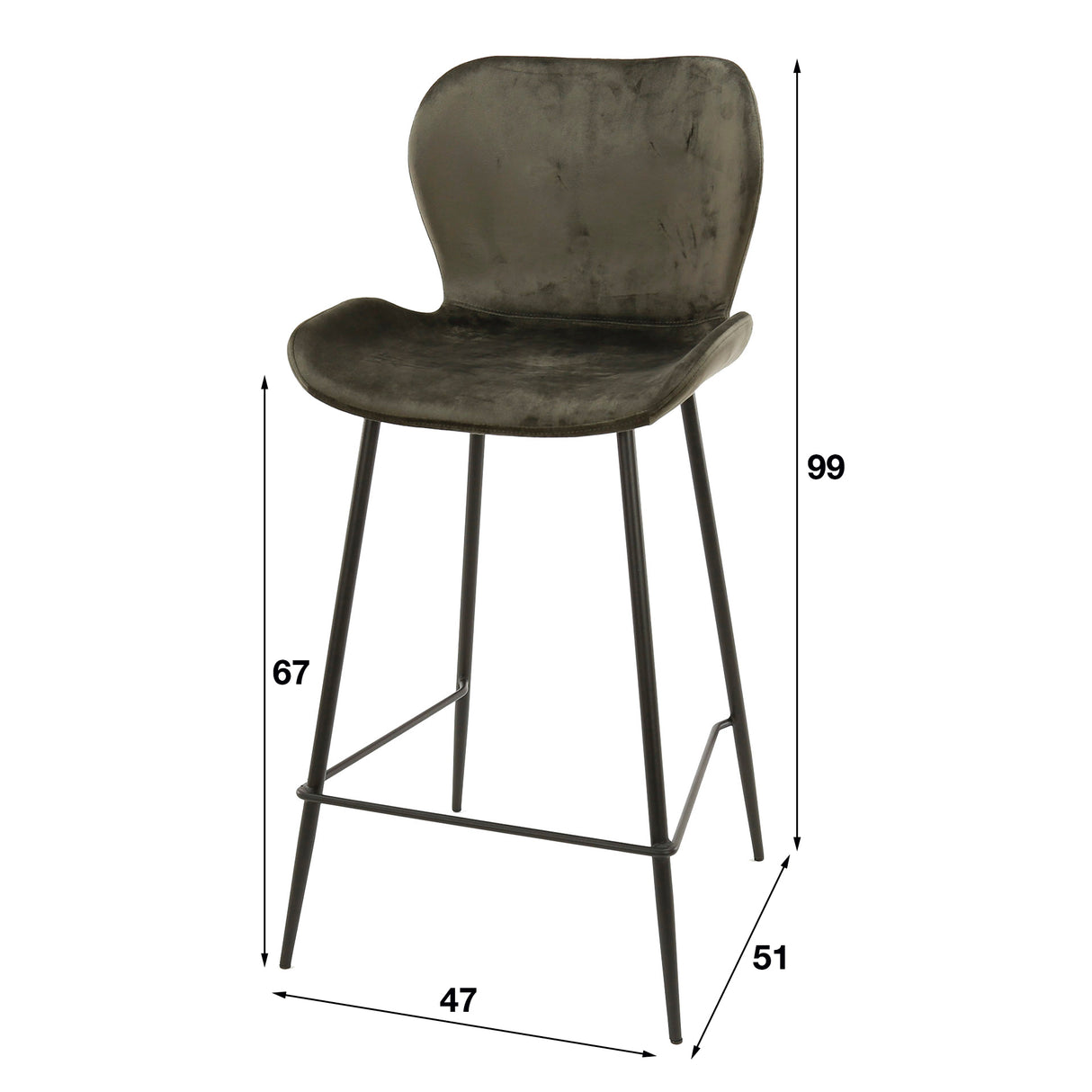 Set von 4 Barhockern Argo Velours anthrazit 