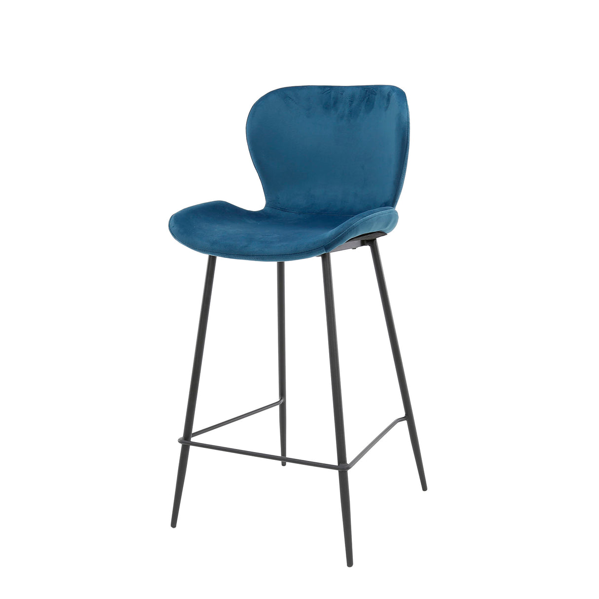 Set von 4 Barhockern Argo Velours Blau Rundrohr 