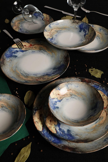 GBSATN24KY4101615 Weiß-Blau-Gold 100 % PORZELLAN