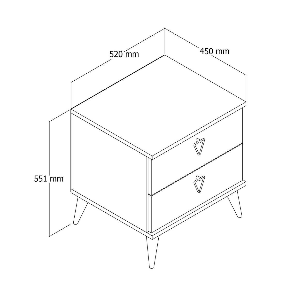 Nachttisch Versa Oak Melamin 52x55.1x45 cm