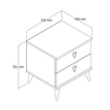 Nachttisch Versa Eiche weißes Melamin 52x55.1x45 cm