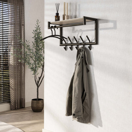 Garderobenwand Travertin 2x5 Haken 65 cm Melamin 