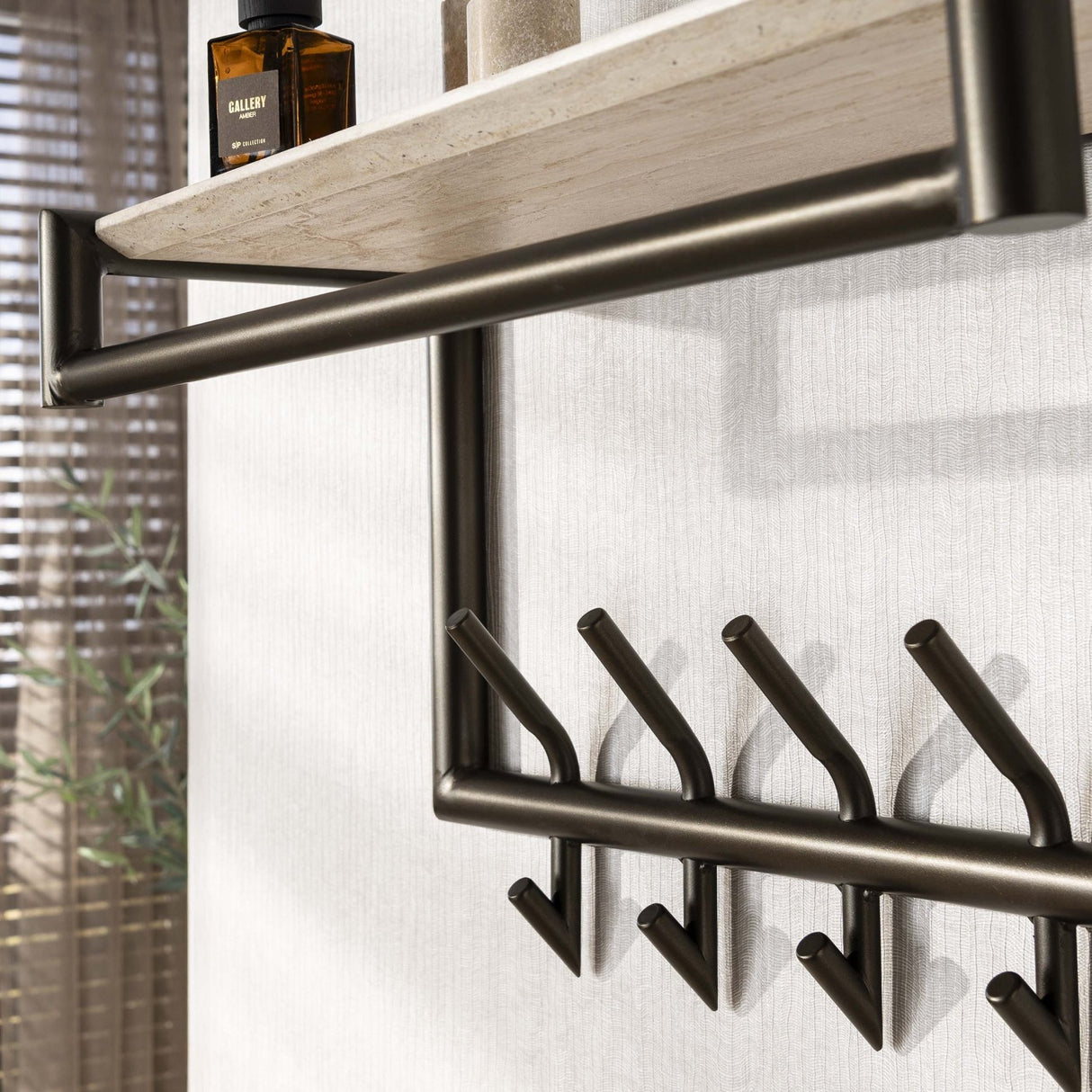 Garderobenwand Travertin 2x5 Haken 65 cm Melamin 