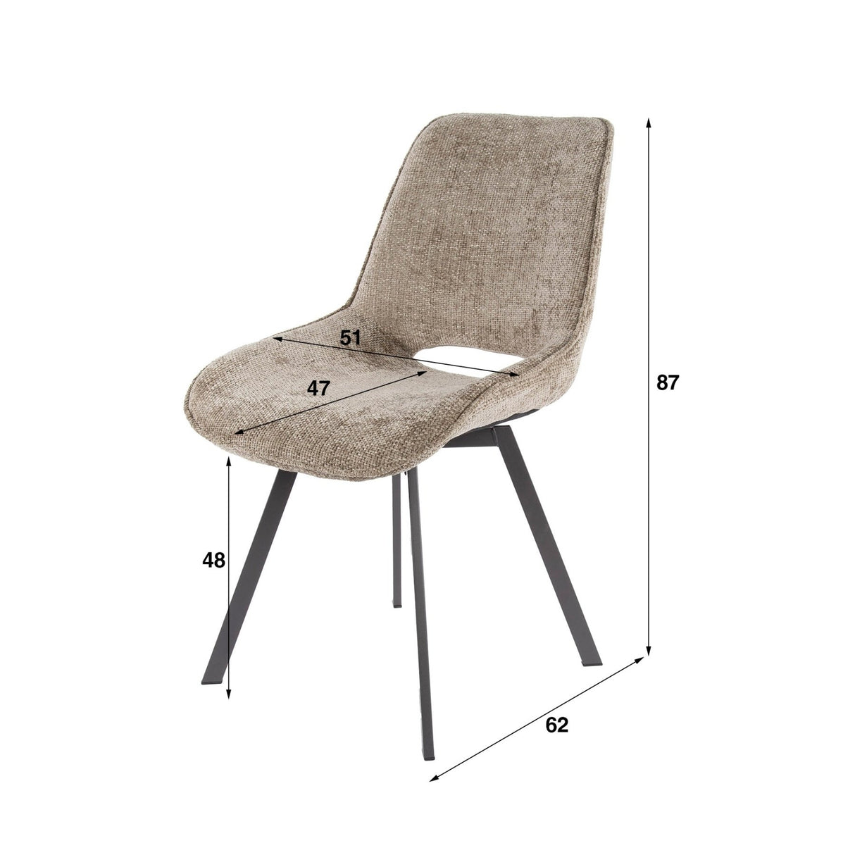 Set von 4 drehbaren Esszimmerstühlen Silos Chenille Braun 