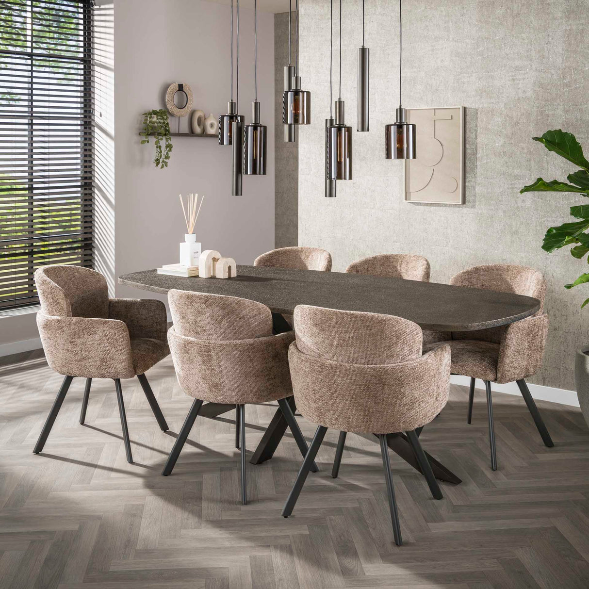 Satz mit 2 Esszimmerstühlen Linea Hoven Rich Champagne 