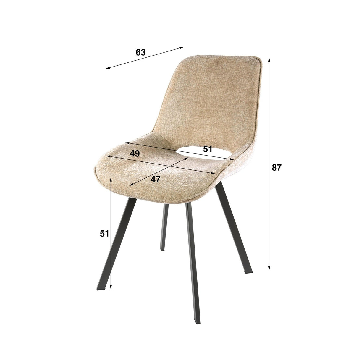 Satz von 4 Esszimmerstühlen Avero drehbar Jaroq Sand 