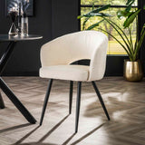 Moderne Eetkamerstoel Wit Cargo Bouclé Stof