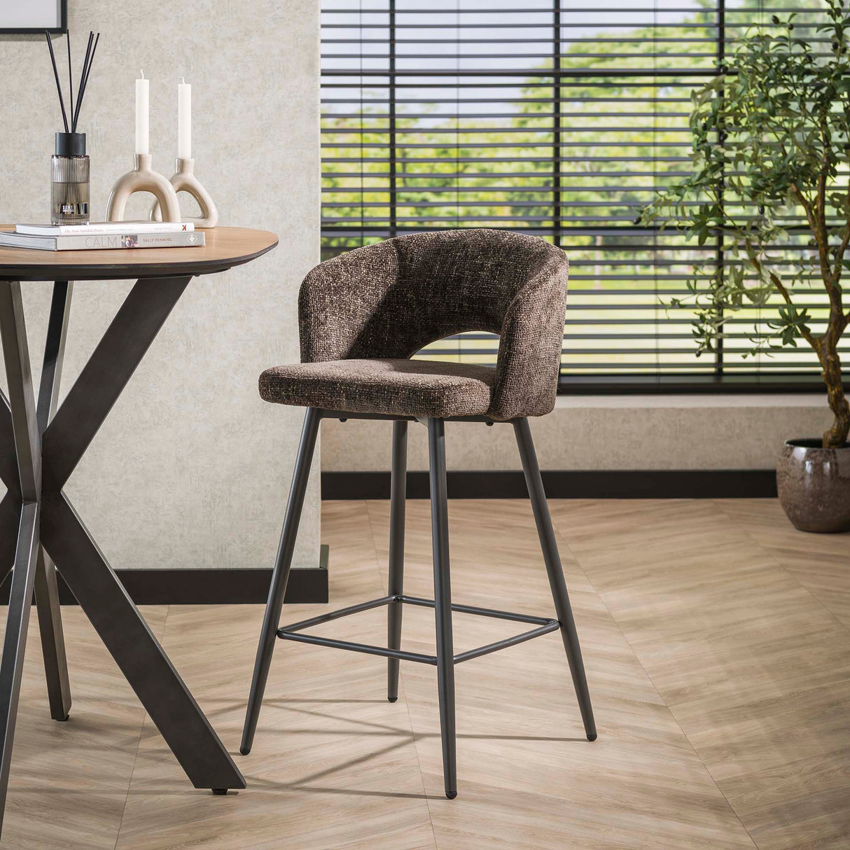 Moderne Barkruk Bruin Alba Tissee Cargo Stof