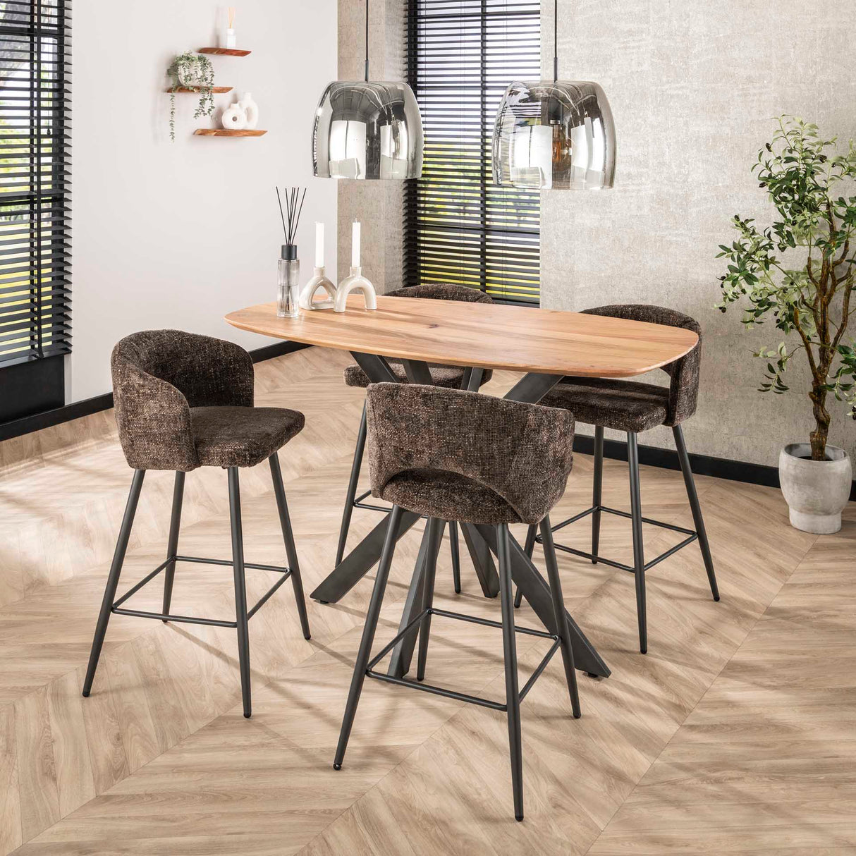 Moderne Barkruk Bruin Alba Tissee Cargo Stof