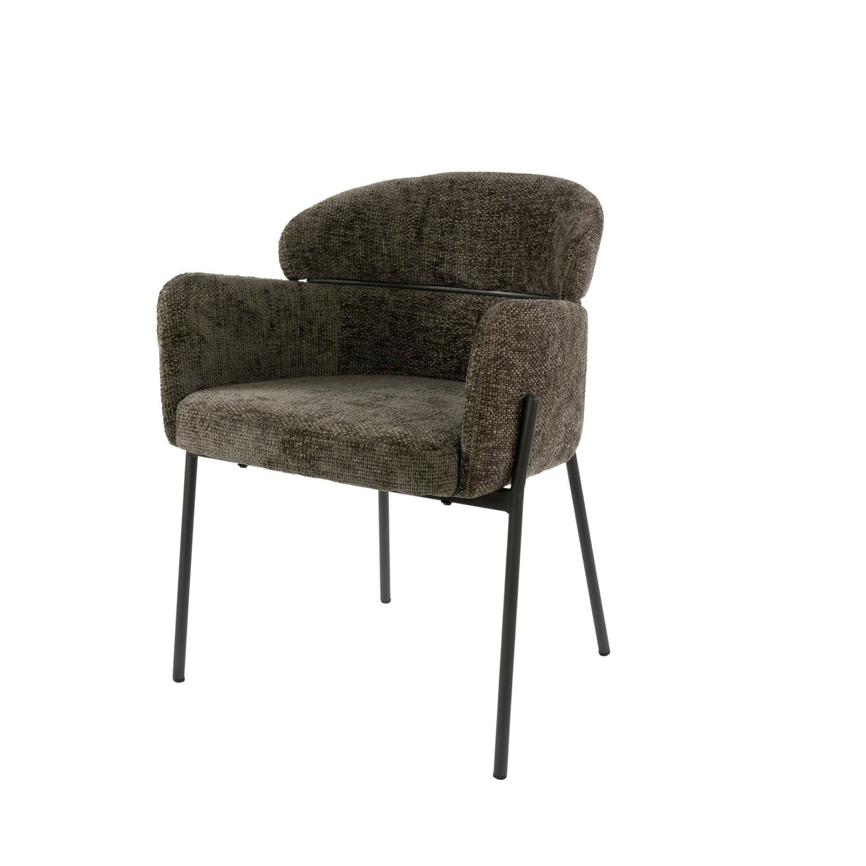 Eetkamerstoel Lola Bouclé stof Taupe met ronde rug en arm
