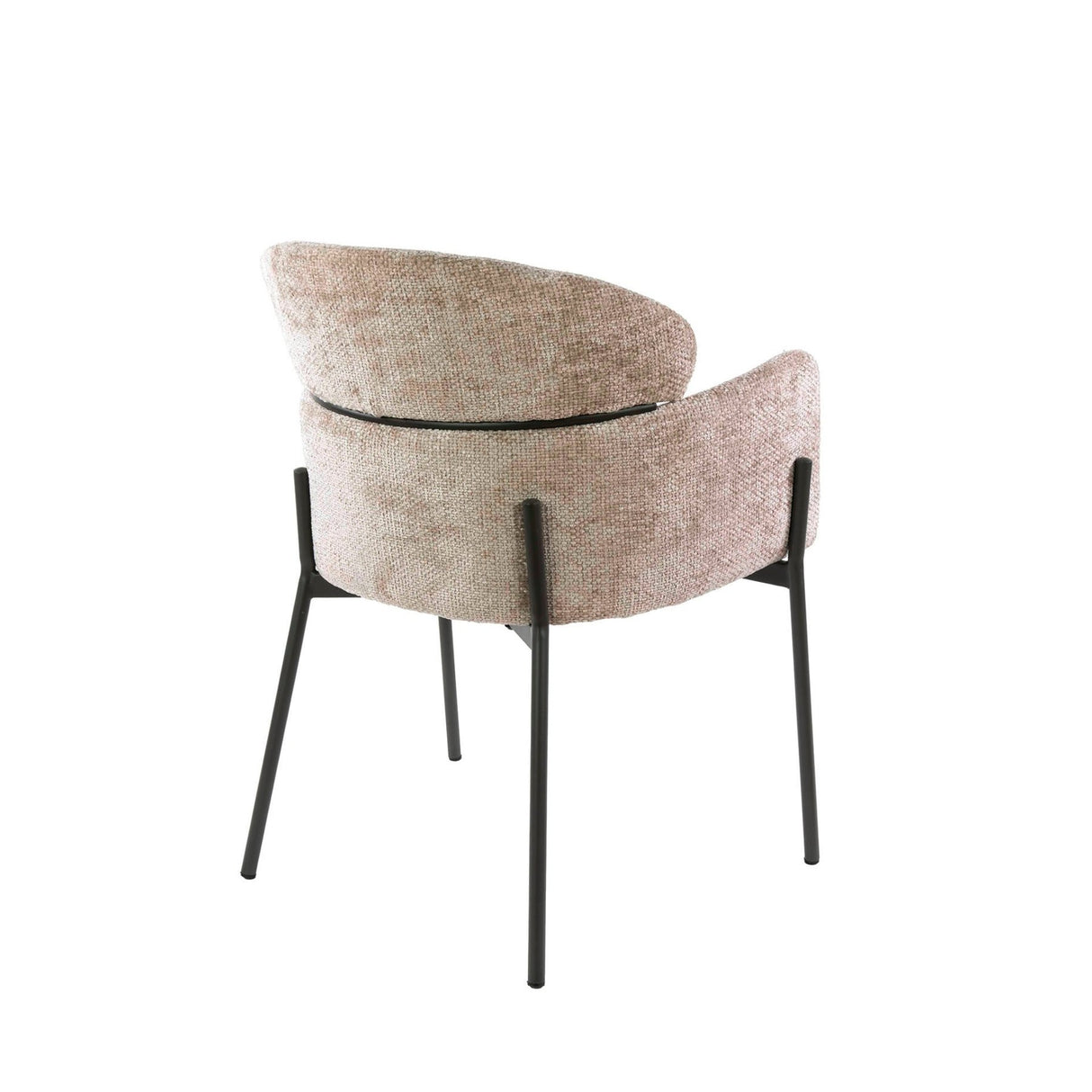 Esszimmerstuhl Lola Bouclé Stoff Sandfarbe mit rundem Rücken und Arm 