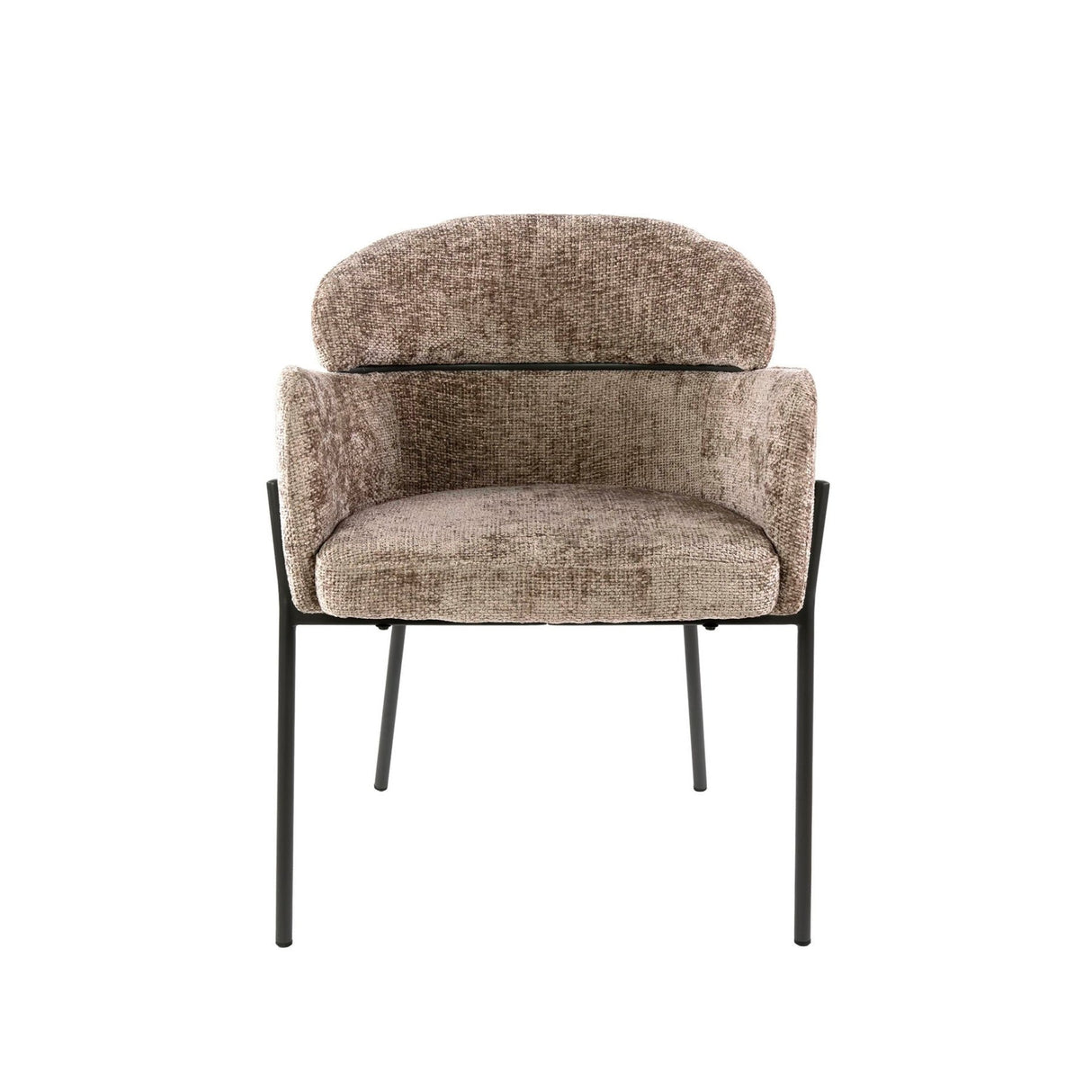 Esszimmerstuhl Lola Bouclé Stoff Champagner mit rundem Rücken und Arm 