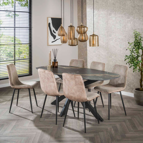 Set van 4 eetkamerstoelen Lento Rib Rock zand