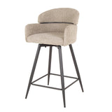 Set von 2 Barhockern Sienna Bouclé Sand runde Rücken drehbar 