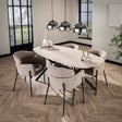Esstische - Esstisch Jimi Dänisches Oval Keramik Travertinoptik 180 cm - Dimehouse